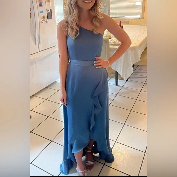 David's Bridal | Dresses | Dusty Blue Davids Bridal Bridesmaid Dress |  Poshmark